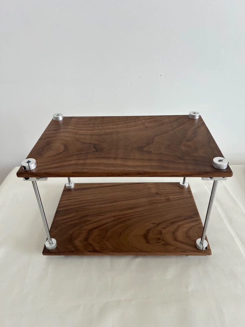 Optical Axis Black Walnut Two-Tier Shelf