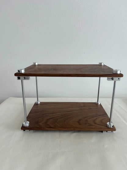Optical Axis Black Walnut Two-Tier Shelf