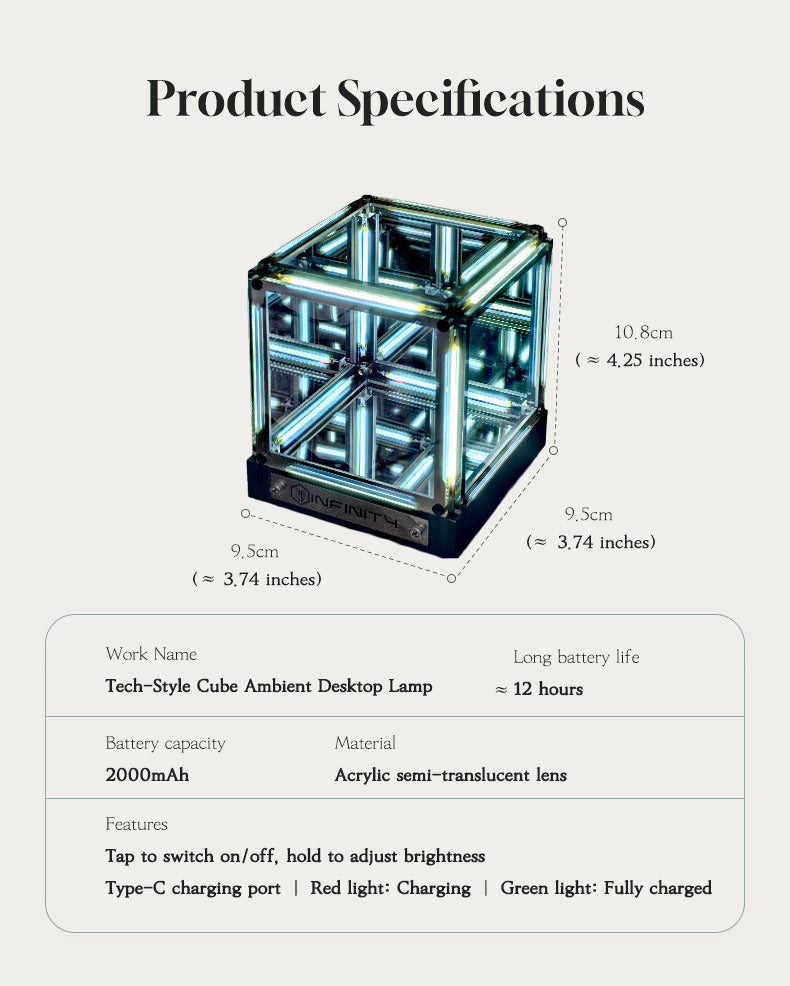 Tech-Style Cube Ambient Desktop Lamp