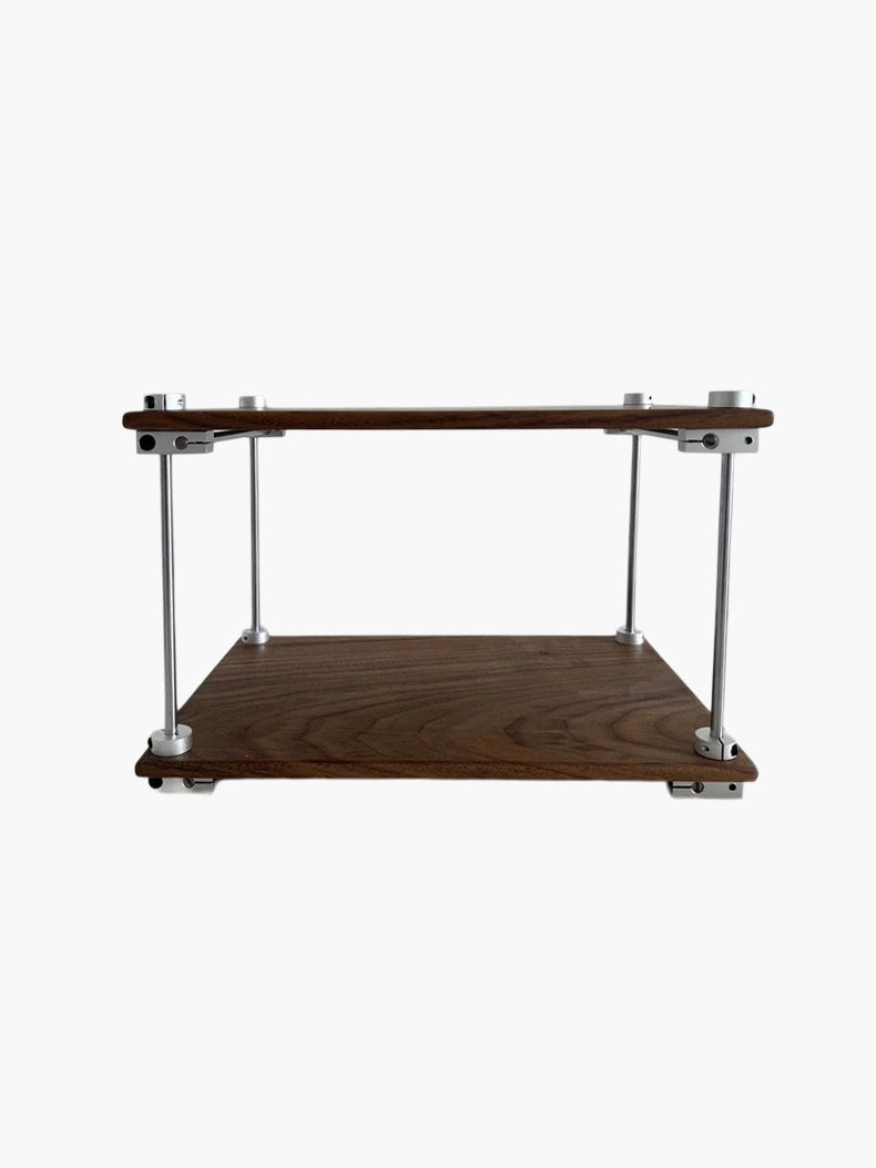 Optical Axis Black Walnut Two-Tier Shelf