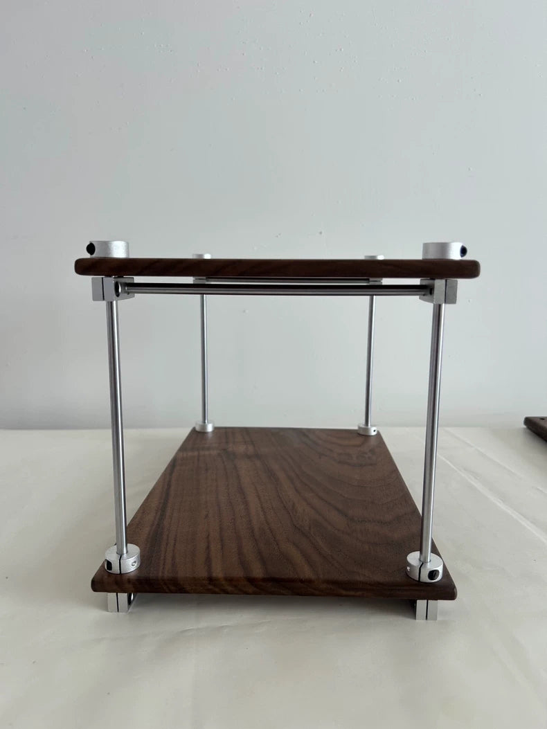 Optical Axis Black Walnut Two-Tier Shelf
