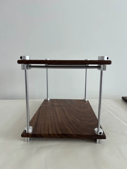 Optical Axis Black Walnut Two-Tier Shelf
